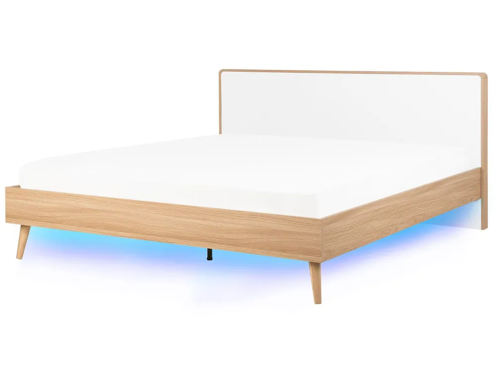 Ergonômico de Alta Qualidade EU Super King Size Bed LED Light Wood SERRIS