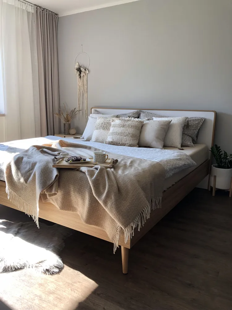 Ergonômico de Alta Qualidade EU Super King Size Bed LED Light Wood SERRIS