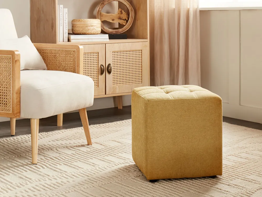 Fabric Footstool Mostarda KANSAS