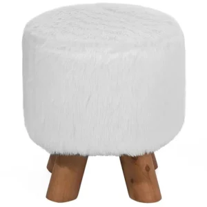 Faux Fur Stool Branco IOWA