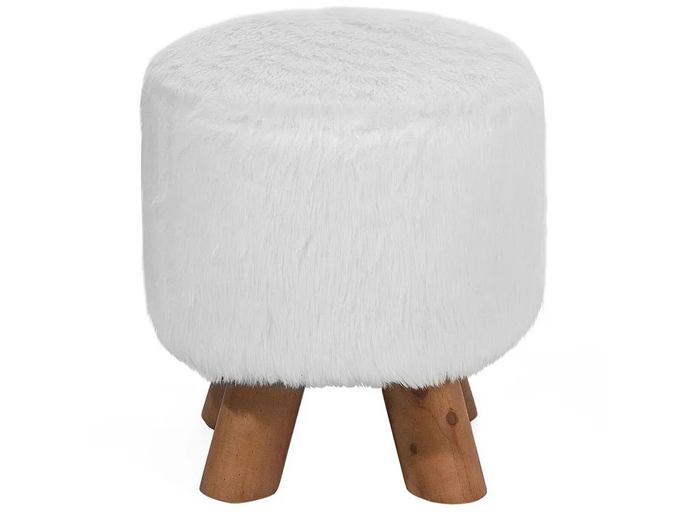 Faux Fur Stool Branco IOWA