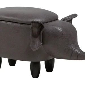 Faux Leather Storage Animal Stool Dark Grey ELEPHANT
