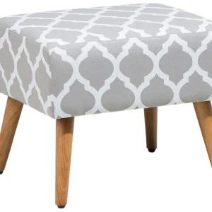 Footstool Grey MANTEO Estofamento em Couro Sintético