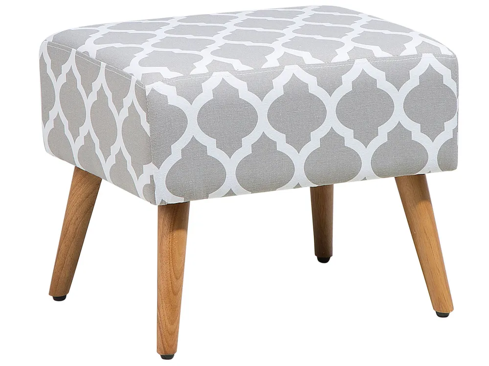 Footstool Grey MANTEO Estofamento em Couro Sintético