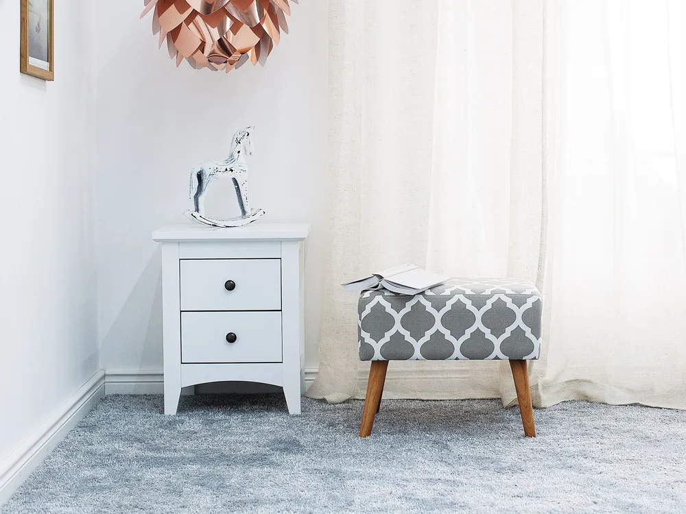 Footstool Grey MANTEO Estofamento em Couro Sintético
