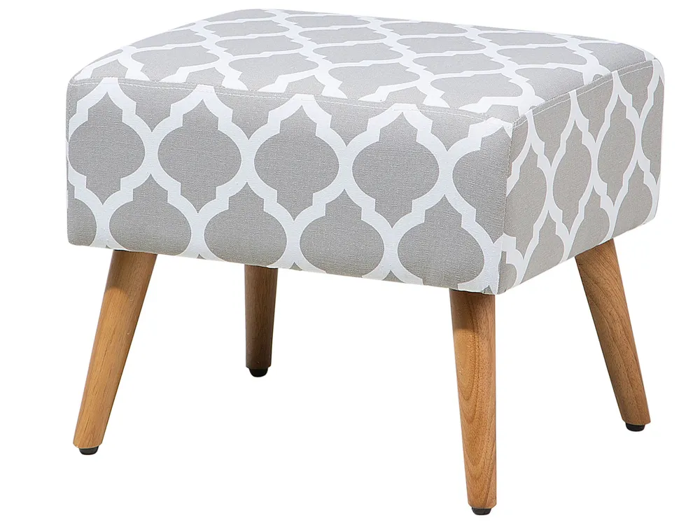 Footstool Grey MANTEO Estofamento em Couro Sintético
