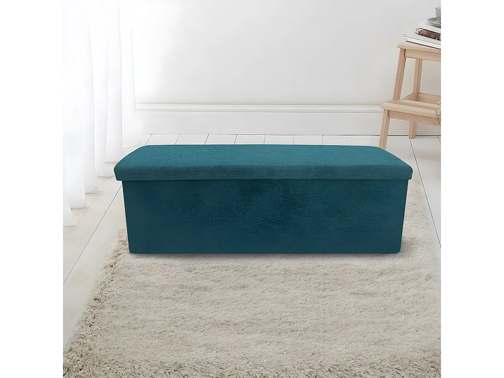 Móvel para Console Rebecca Mobili Assento Otomano Dobrável Azul Visível 38x110x38