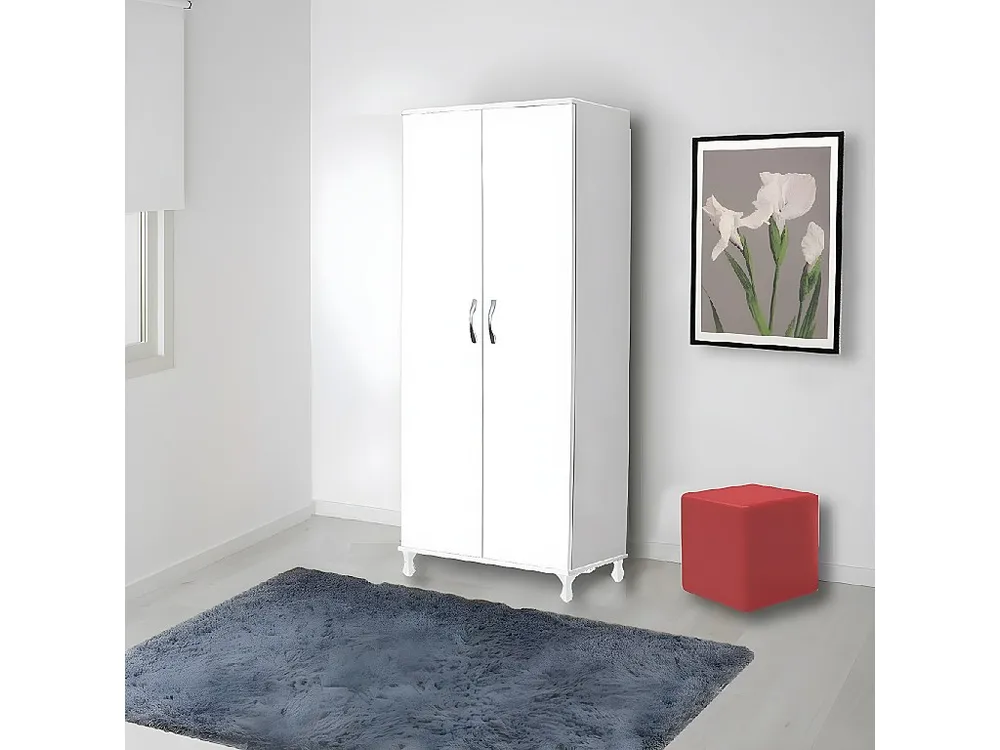Pouf Milena, Vermelho, 34x34x37 cm, EPIKASA com Suporte para Headset