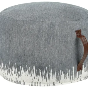 Pufe em algodão cinzento e branco 50 x 30 cm KAWAI com Regulagem de Altura