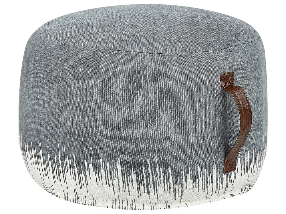 Pufe em algodão cinzento e branco 50 x 30 cm KAWAI com Regulagem de Altura
