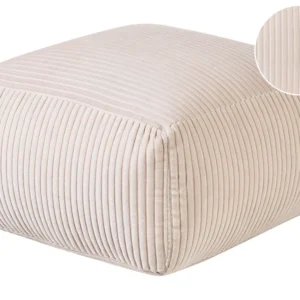 Pufe em bombazine creme 50 x 30 cm MUKKI Dimensões Profissionais