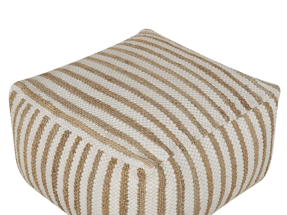 Pufe em juta branca e creme 60 x 30 cm ALMATTI para Noites de Jogos