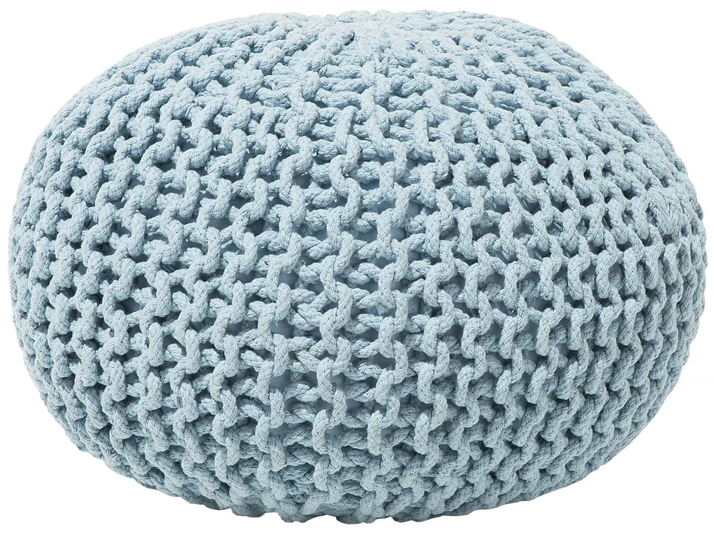 Pufe redondo em tricot azul distinto 50 x 35 cm CONRAD