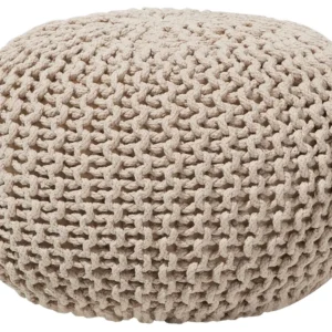 Pufe redondo em tricot creme 50 x 35 cm CONRAD | Ergonômico | Ajustável