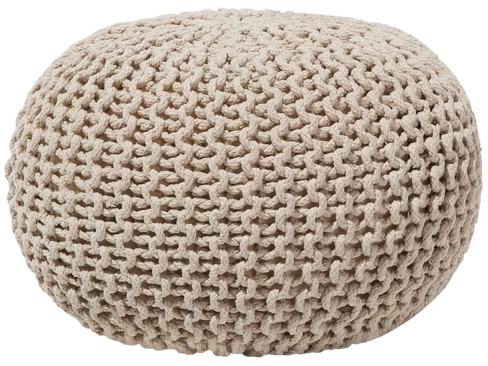 Pufe redondo em tricot creme 50 x 35 cm CONRAD | Ergonômico | Ajustável