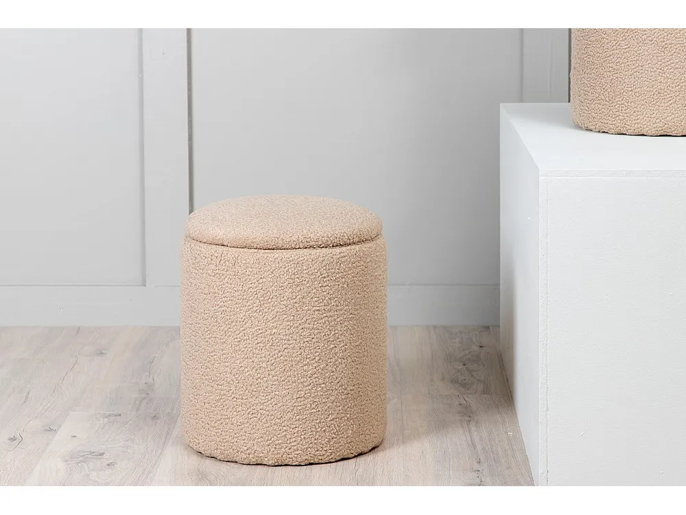 Puff LIMPEN P 1NOS 32x32x40 Bege Estofamento em Couro Sintético