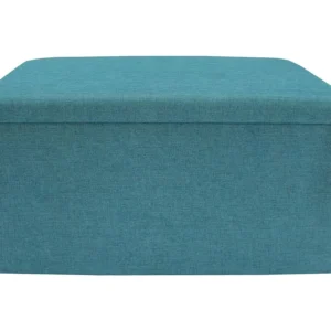 Rebecca Mobili Tecido Turquesa Azul Óbvio Puff Rectangular 38x76x38