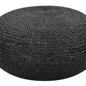 Resistente para Ambientes de Lazer Jute Woven Pouffe Negro TIFELT