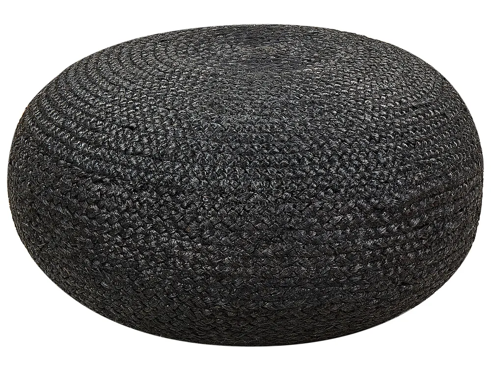 Resistente para Ambientes de Lazer Jute Woven Pouffe Negro TIFELT
