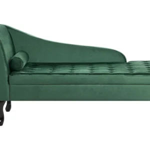 Resistente para Ambientes de Lazer Left Hand Velvet Chaise Lounge Storage Dark Esmeralda PESSAC