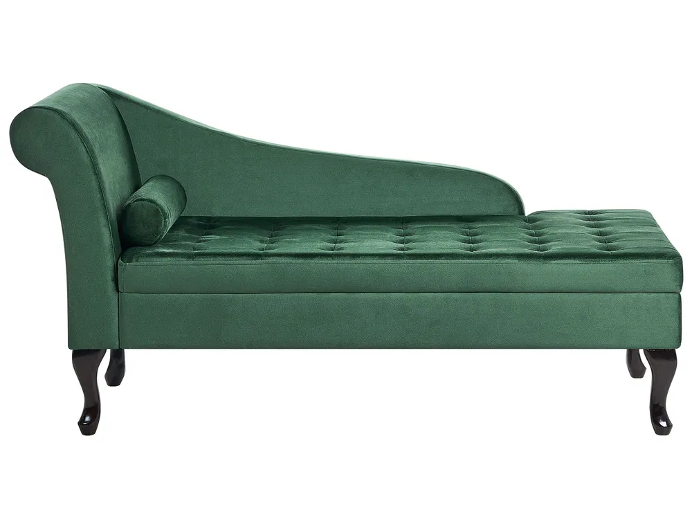Resistente para Ambientes de Lazer Left Hand Velvet Chaise Lounge Storage Dark Esmeralda PESSAC