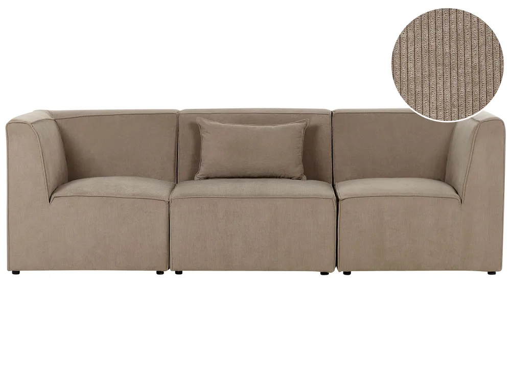 3 Seater Modular Jumbo Cord Sofa Taupe LEMVIG
