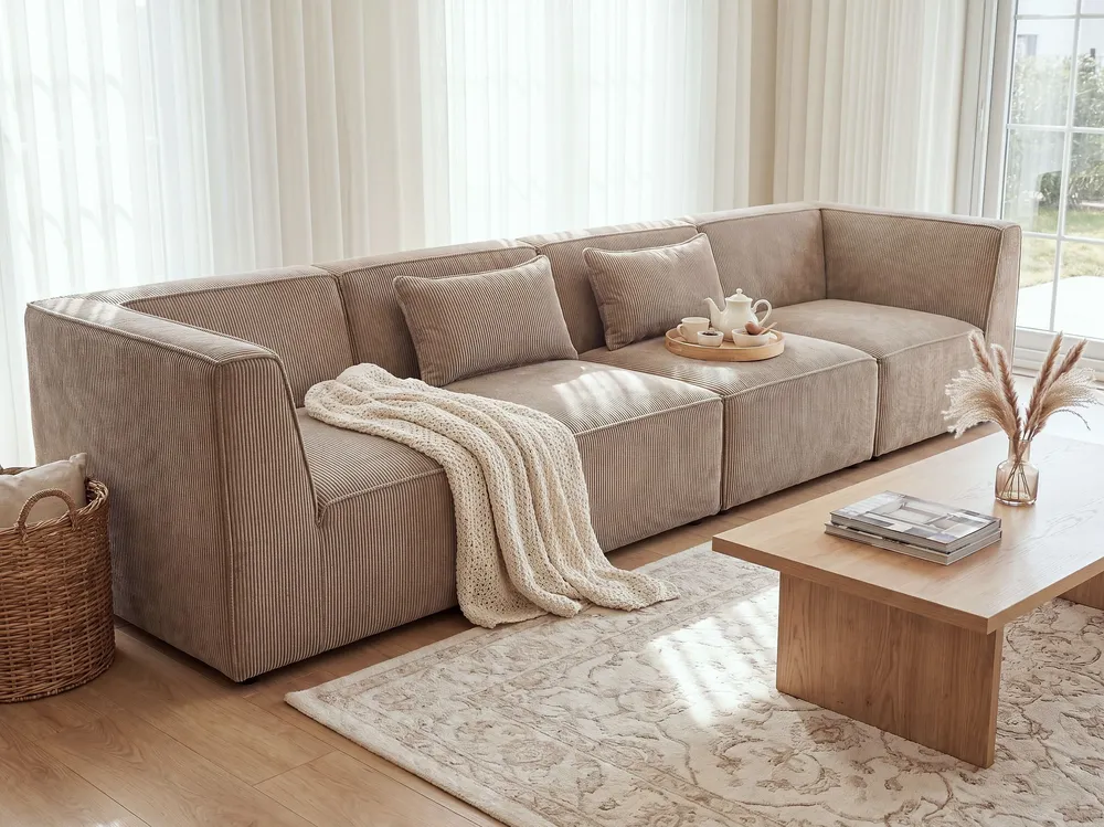 3 Seater Modular Jumbo Cord Sofa Taupe LEMVIG