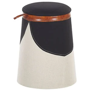 Tamborete com arrumação creme APACHE com Porta-copos Integrado