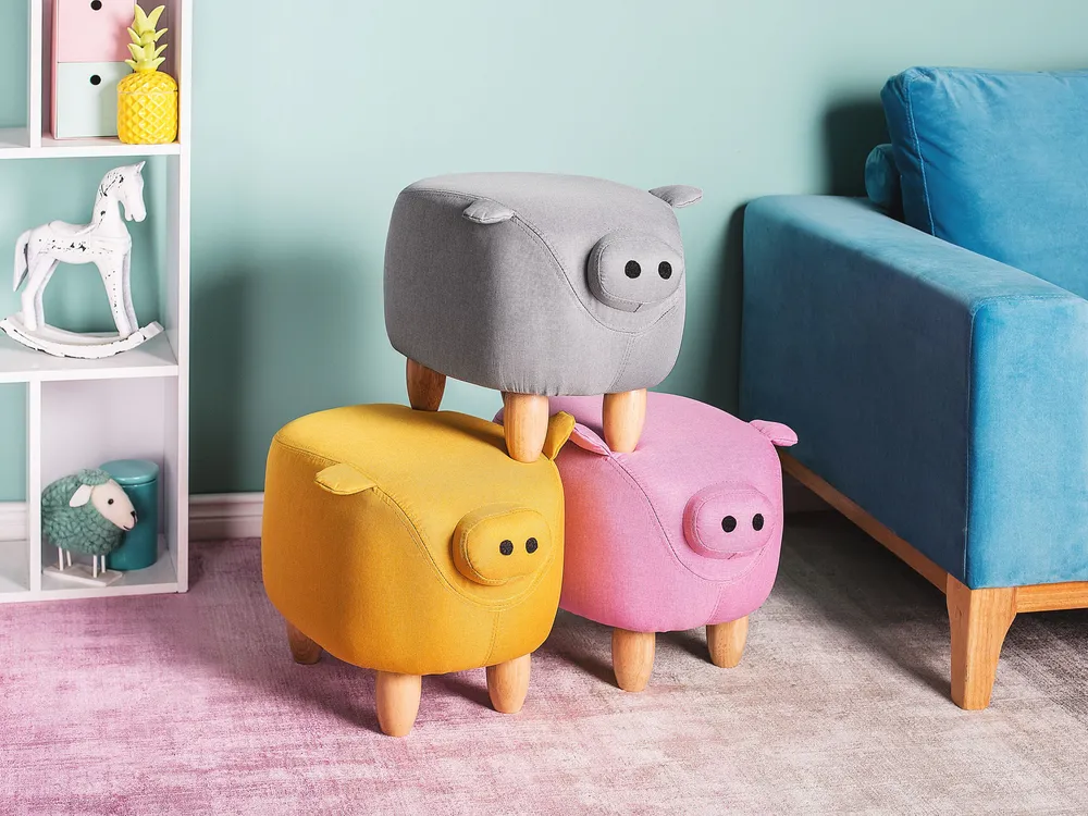 Tamborete em tecido rosa PIGGY Edição Gamer Pro