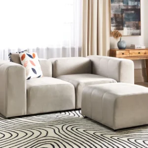 Velvet Ottoman Beige FALSTERBO