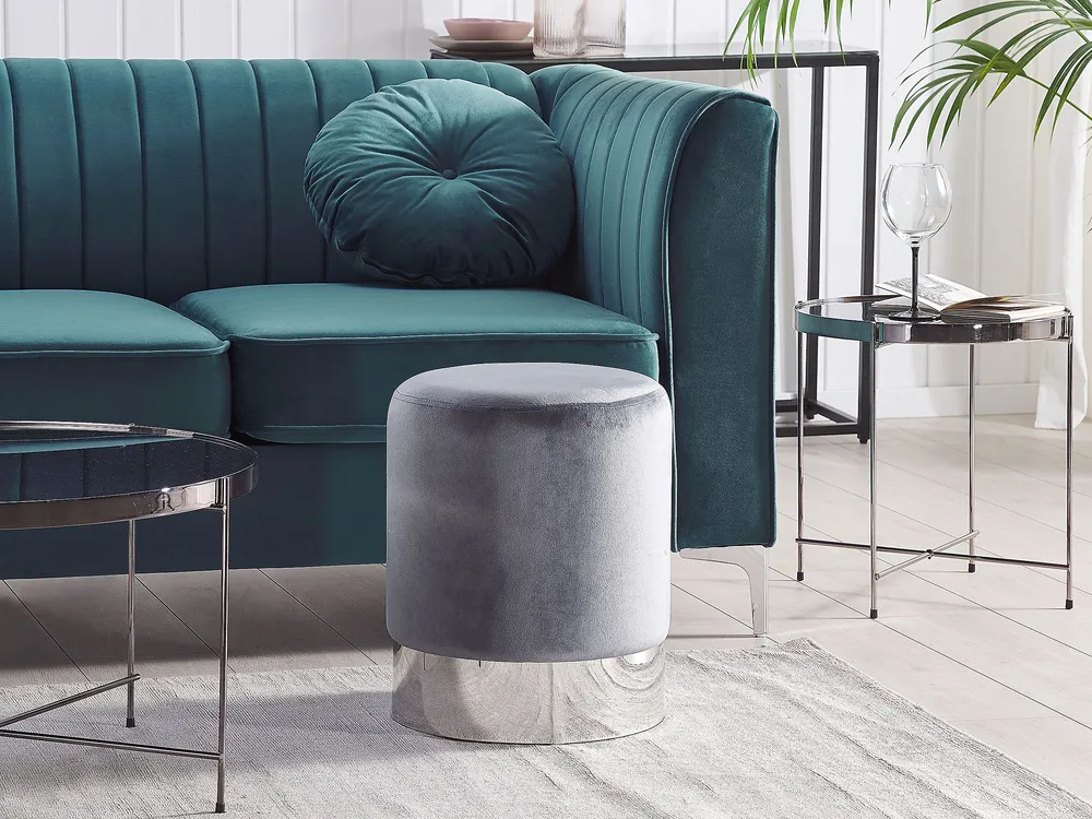 Velvet Pouffe Grey BRIGITTE