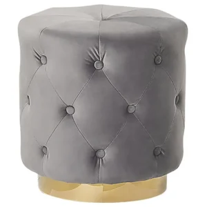 Velvet Pouffe Grey CARROLLTON