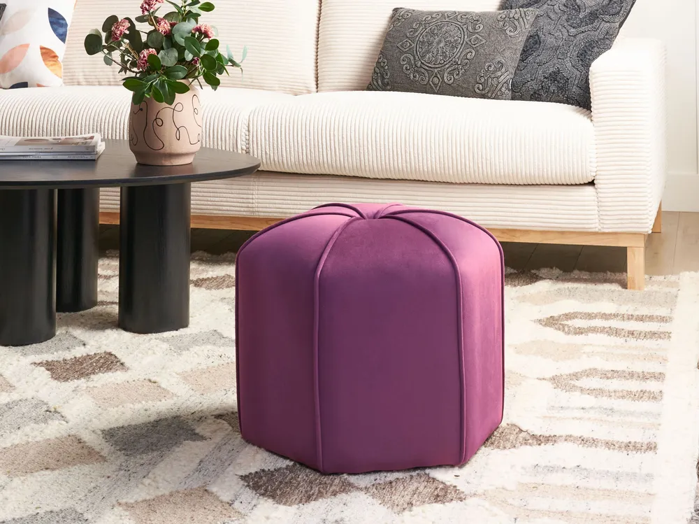 Velvet Pouffe Purple WISHEK