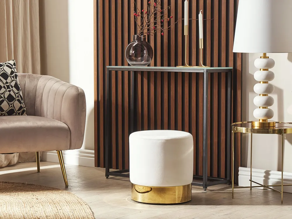 Velvet Pouffe White SOPHIA