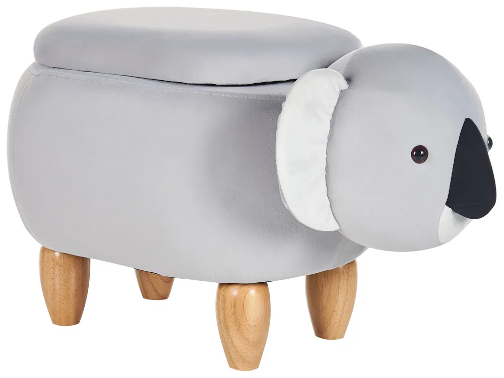 Velvet Storage Animal Stool Grey COALA