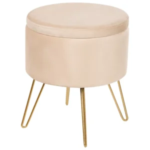 Velvet Storage Pouffe Beige SILAS
