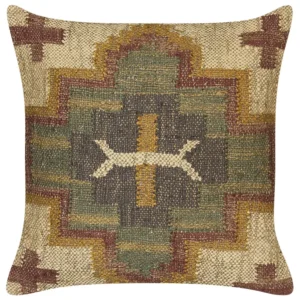 Jute Cushion Geometric Pattern 45 x 45 cm Multicolour PULICAT