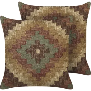 Set 2 Jute Cushions 45 x 45 cm Multicolour MAGURI