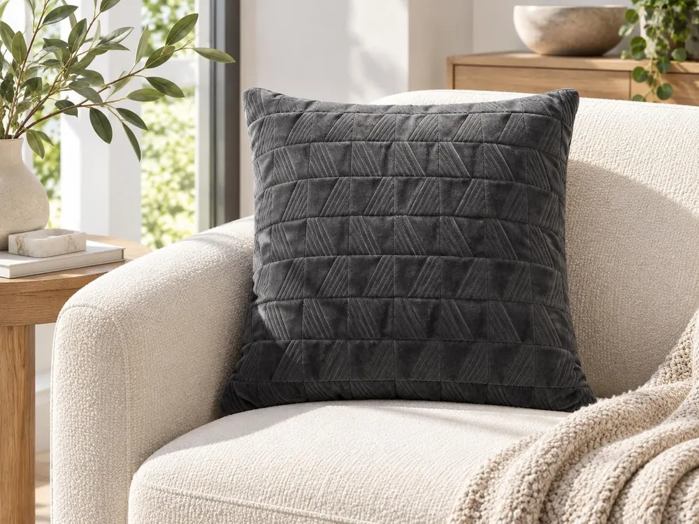 Almofada decorativa algodão cinzento com relevo 45 x 45 cm LALAM