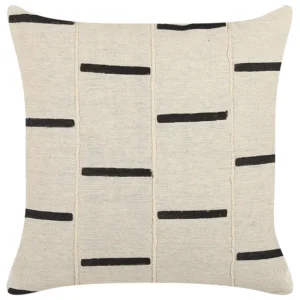Almofada decorativa às riscas em algodão creme e preto 45 x 45 cm ABIES