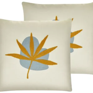Conjunto de 2 almofadas bordadas laranja 45 x 45 cm DAVALLIA