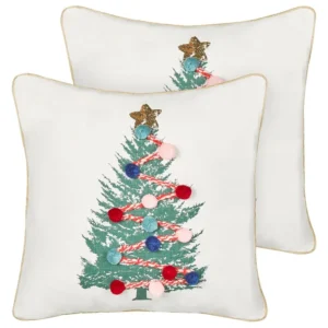Conjunto de 2 almofadas decorativas em algodão branco 45 x 45 cm EPISCIA