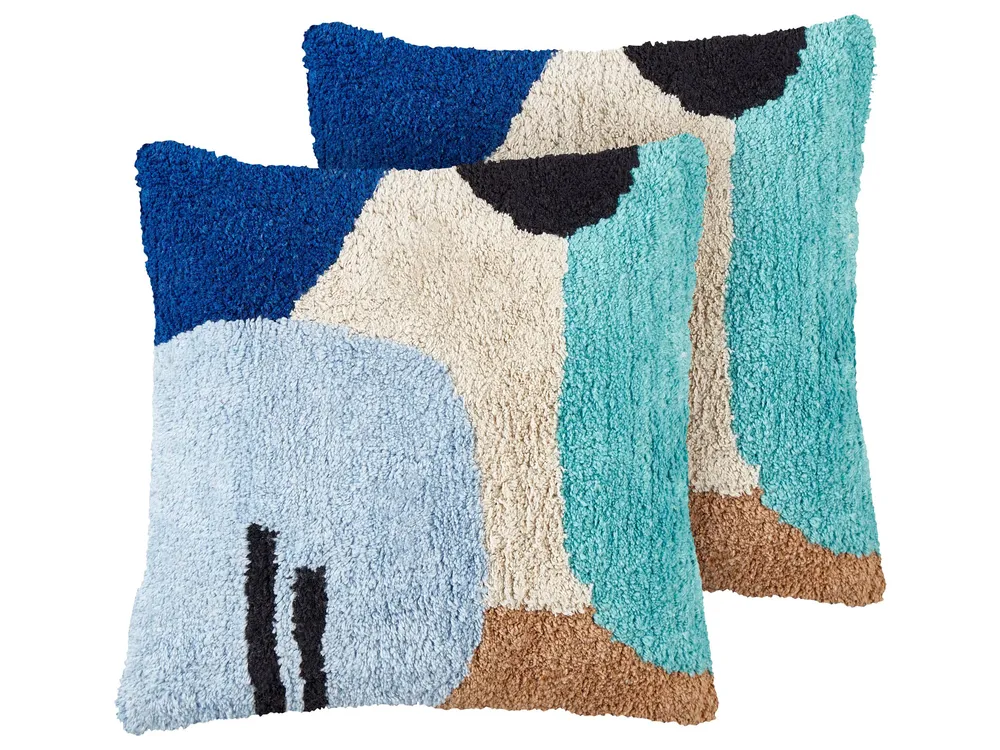 Conjunto de 2 almofadas decorativas em algodão multicolorido 45 x 45 cm DAHLIA