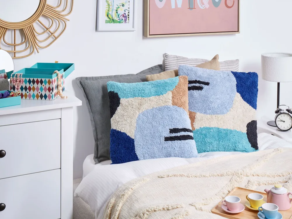 Conjunto de 2 almofadas decorativas em algodão multicolorido 45 x 45 cm DAHLIA