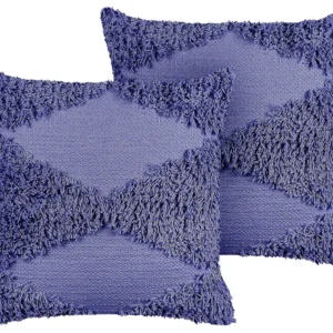 Conjunto de 2 almofadas decorativas em algodão violeta 45 x 45 cm RHOEO