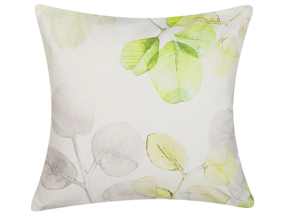 Conjunto 2 almofadas decorativas brancas com folhas verdes 45 x 45 cm PEPEROMIA