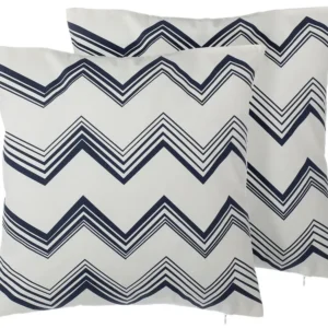 Conjunto de 2 almofadas decorativas branco e azul 45 x 45 cm NERINE