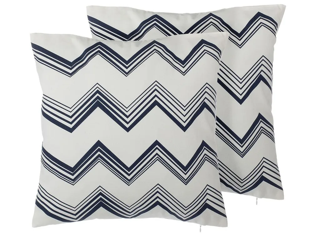 Conjunto de 2 almofadas decorativas branco e azul 45 x 45 cm NERINE