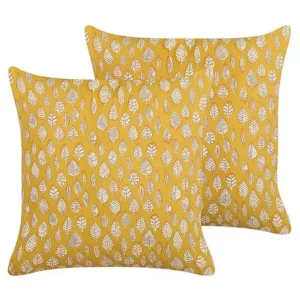 Conjunto de 2 almofadas decorativas com comum folhas amarelo 45 x 45 cm GINNALA