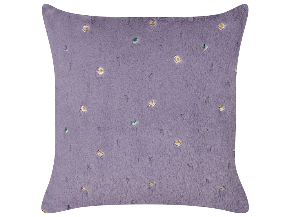 Conjunto de 2 almofadas decorativas com tradicional floral bordado violeta 45 x 45 cm LAVATERA